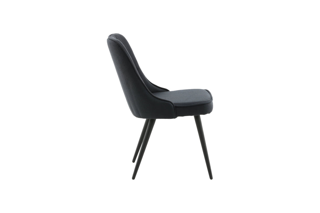 Venture Home Velvet Deluxe Dining Chair 2-pack - Black Legs - Black Fabric