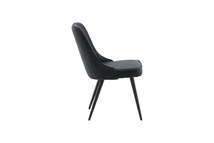 Venture Home Velvet Deluxe Dining Chair 2-pack - Black Legs - Black Fabric