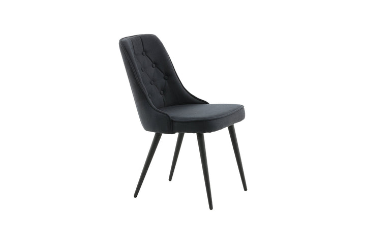 Venture Home Velvet Deluxe Dining Chair 2-pack - Black Legs - Black Fabric