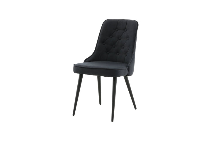 Venture Home Velvet Deluxe Dining Chair 2-pack - Black Legs - Black Fabric