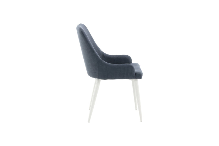 Venture Home Plaza Dining Chair 2-pack - White Legs - Blue Fabric
