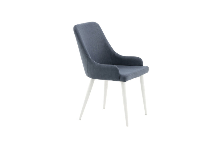 Venture Home Plaza Dining Chair 2-pack - White Legs - Blue Fabric
