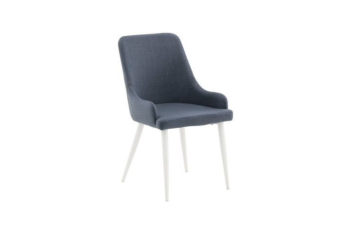Venture Home Plaza Dining Chair 2-pack - White Legs - Blue Fabric