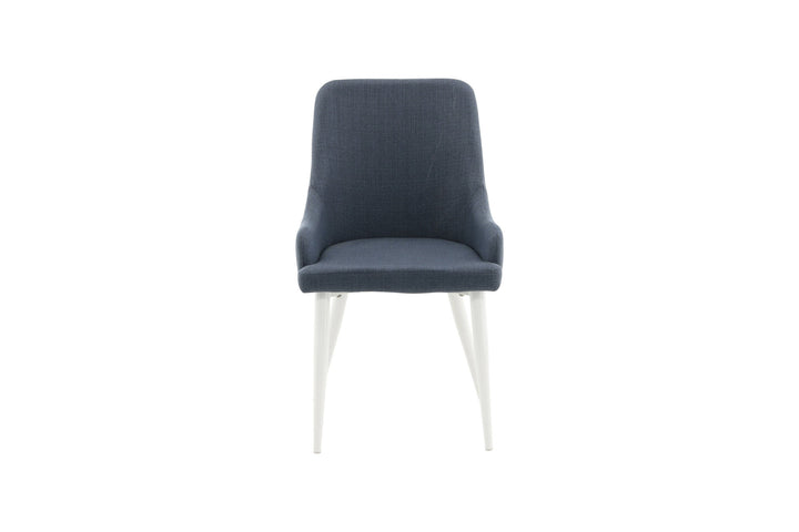 Venture Home Plaza Dining Chair 2-pack - White Legs - Blue Fabric