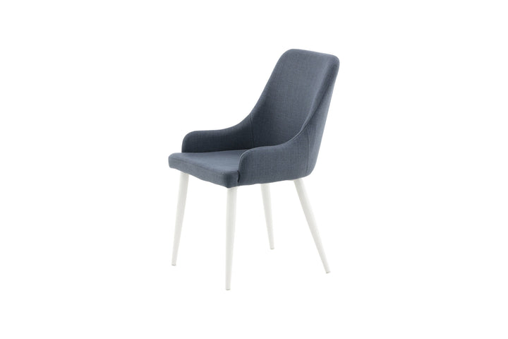 Venture Home Plaza Dining Chair 2-pack - White Legs - Blue Fabric