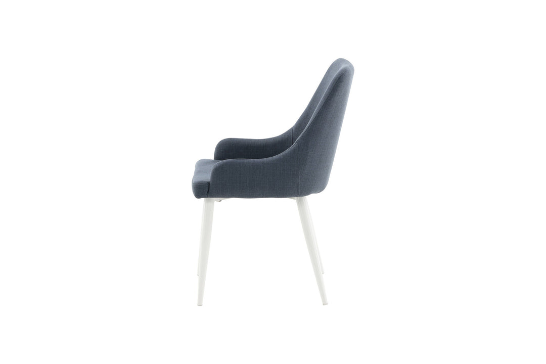 Venture Home Plaza Dining Chair 2-pack - White Legs - Blue Fabric