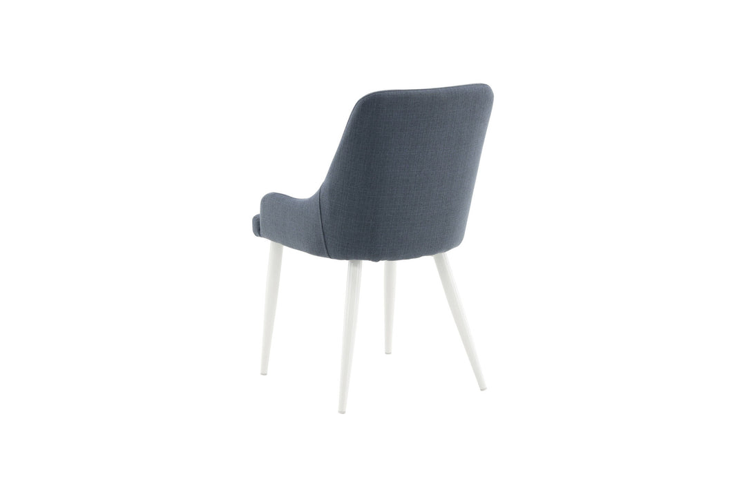 Venture Home Plaza Dining Chair 2-pack - White Legs - Blue Fabric