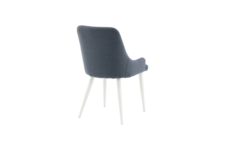 Venture Home Plaza Dining Chair 2-pack - White Legs - Blue Fabric