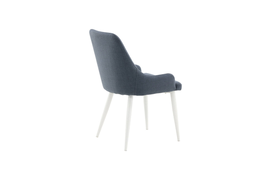 Venture Home Plaza Dining Chair 2-pack - White Legs - Blue Fabric