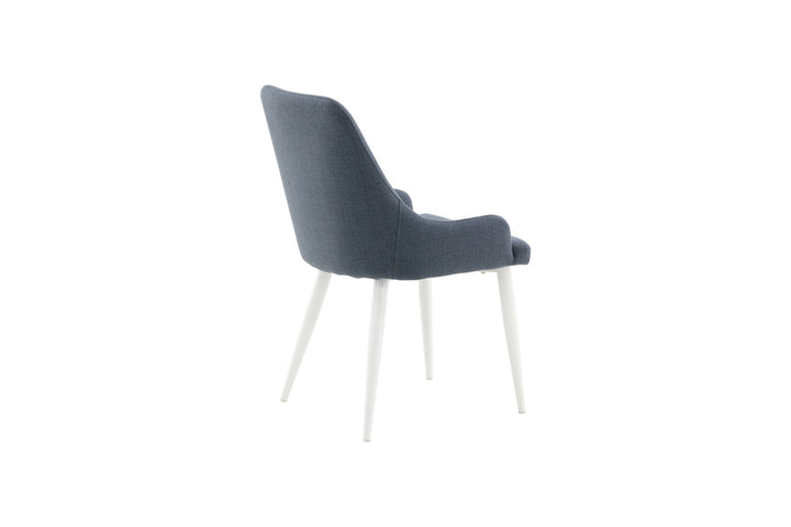 Venture Home Plaza Dining Chair 2-pack - White Legs - Blue Fabric