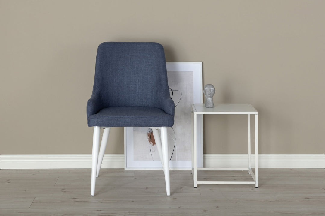 Venture Home Plaza Dining Chair 2-pack - White Legs - Blue Fabric