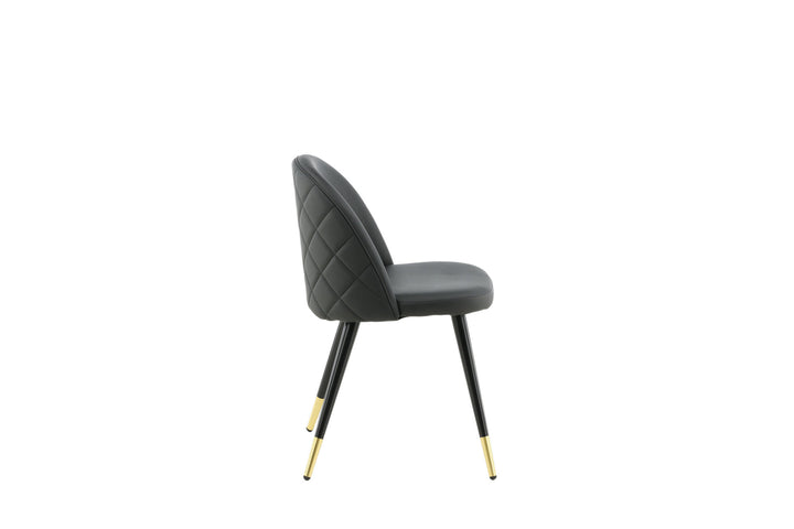 Venture Home Velvet Dining Chair 2-pack Brass W. Stiches In Back - Black / PU