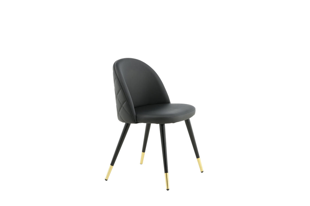 Venture Home Velvet Dining Chair 2-pack Brass W. Stiches In Back - Black / PU