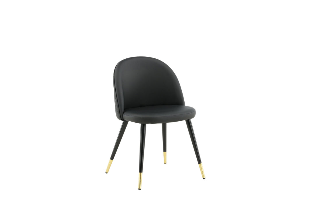 Venture Home Velvet Dining Chair 2-pack Brass W. Stiches In Back - Black / PU