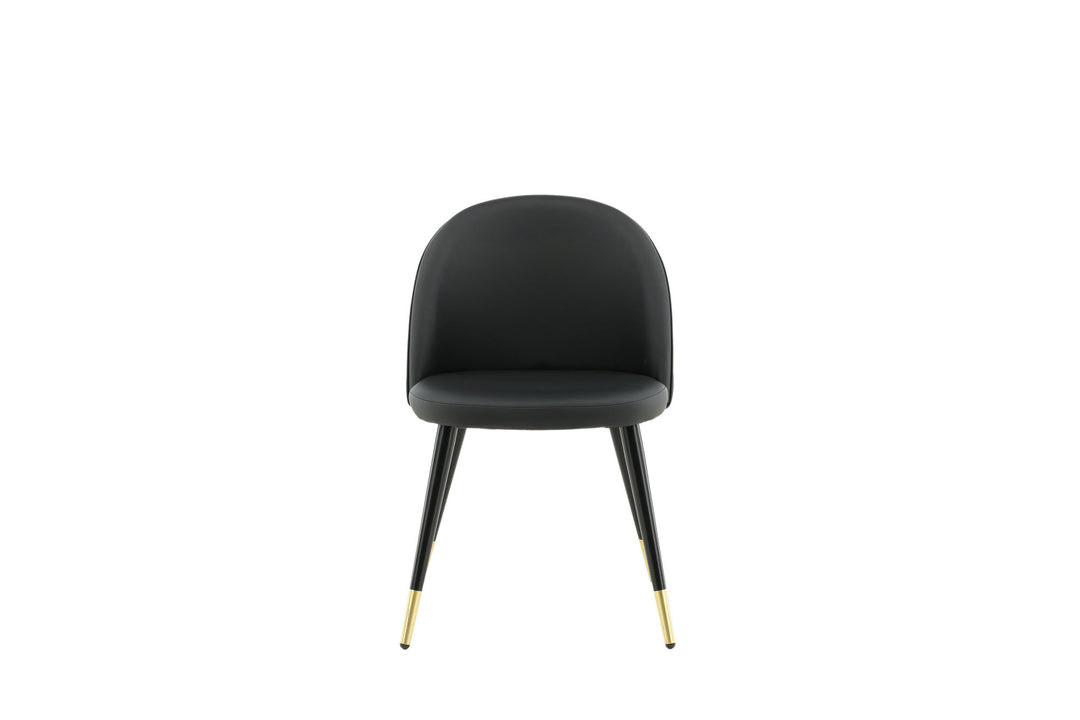 Venture Home Velvet Dining Chair 2-pack Brass W. Stiches In Back - Black / PU