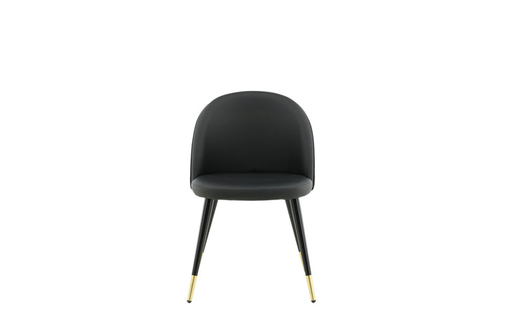 Venture Home Velvet Dining Chair 2-pack Brass W. Stiches In Back - Black / PU