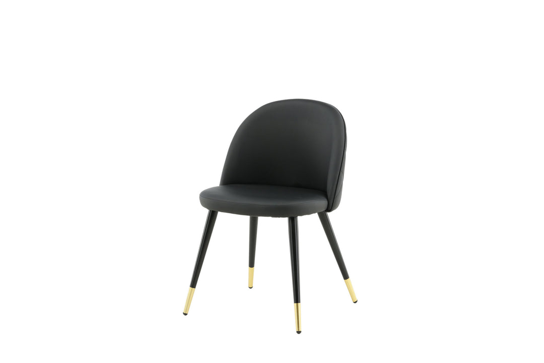 Venture Home Velvet Dining Chair 2-pack Brass W. Stiches In Back - Black / PU