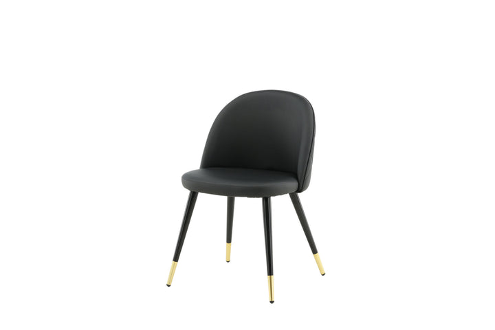 Venture Home Velvet Dining Chair 2-pack Brass W. Stiches In Back - Black / PU