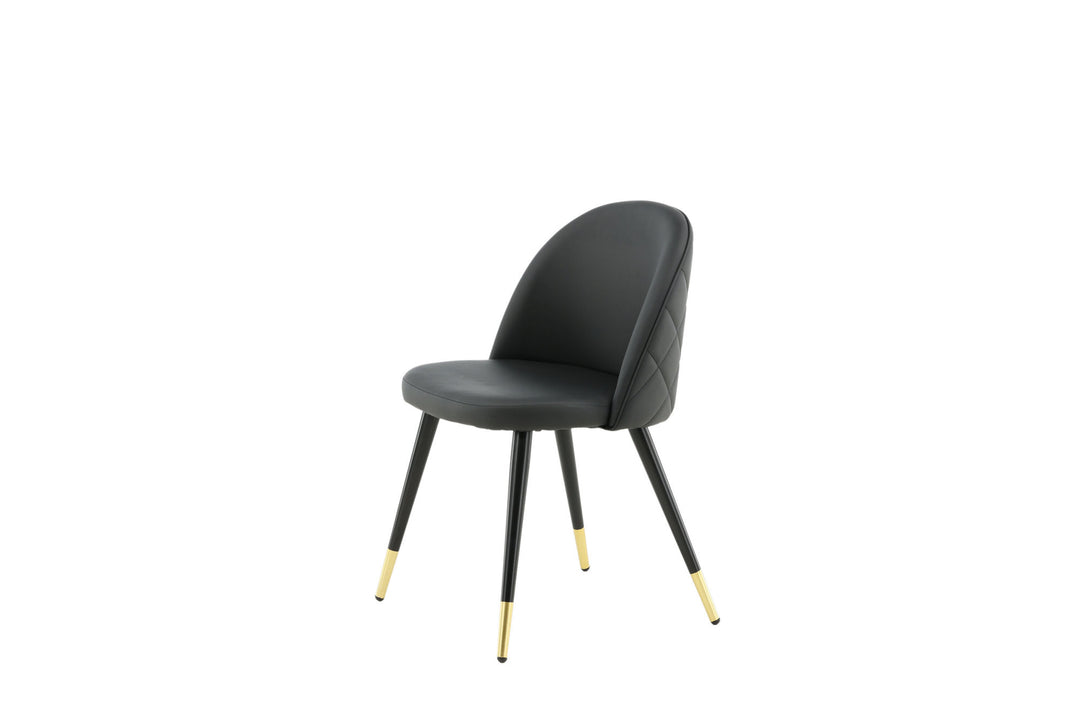 Venture Home Velvet Dining Chair 2-pack Brass W. Stiches In Back - Black / PU