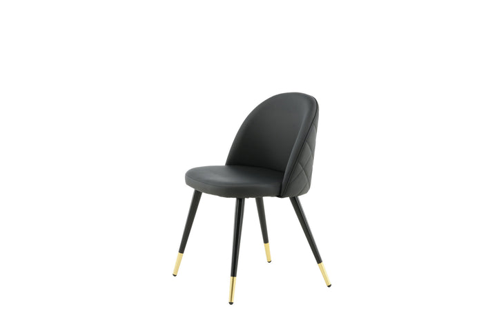 Venture Home Velvet Dining Chair 2-pack Brass W. Stiches In Back - Black / PU