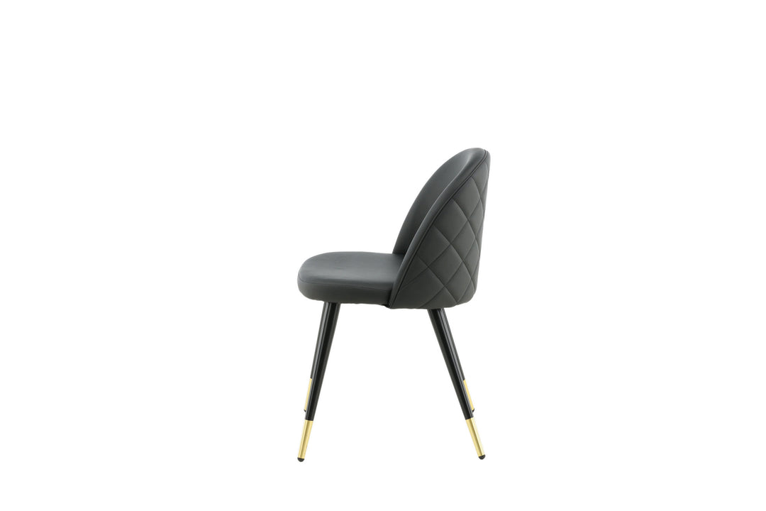 Venture Home Velvet Dining Chair 2-pack Brass W. Stiches In Back - Black / PU