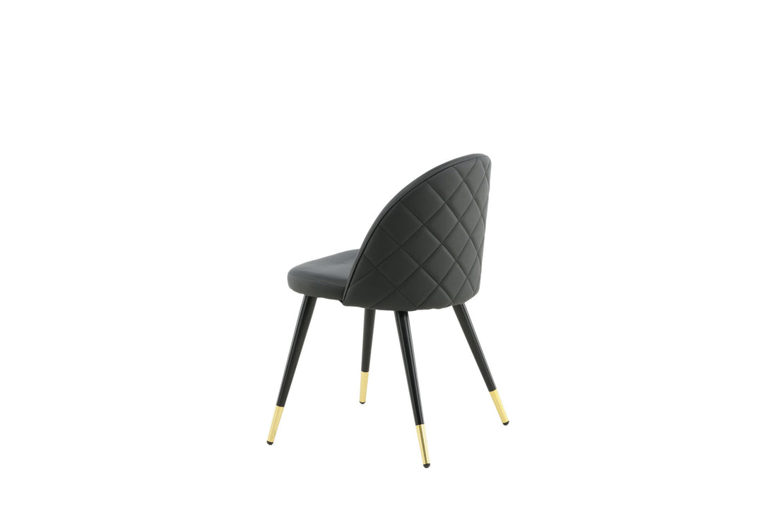 Venture Home Velvet Dining Chair 2-pack Brass W. Stiches In Back - Black / PU