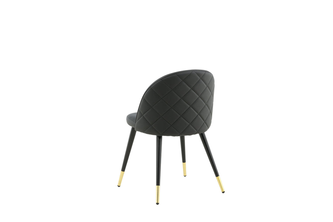 Venture Home Velvet Dining Chair 2-pack Brass W. Stiches In Back - Black / PU