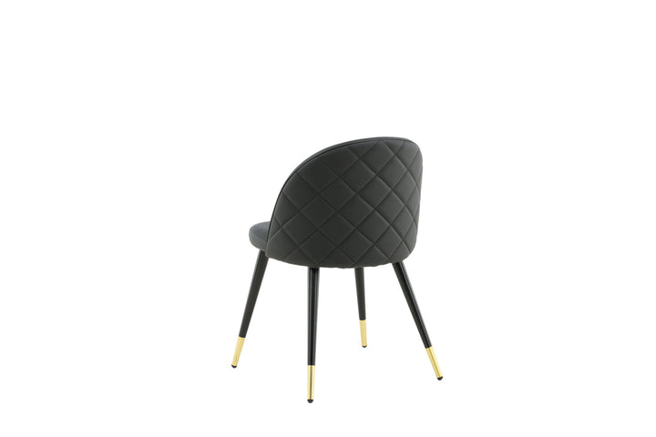 Venture Home Velvet Dining Chair 2-pack Brass W. Stiches In Back - Black / PU