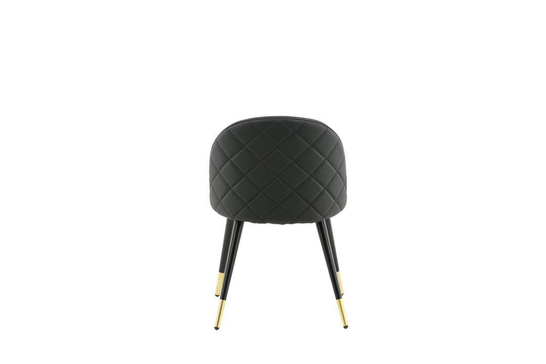 Venture Home Velvet Dining Chair 2-pack Brass W. Stiches In Back - Black / PU