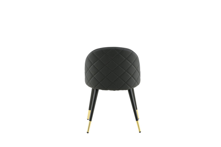 Venture Home Velvet Dining Chair 2-pack Brass W. Stiches In Back - Black / PU