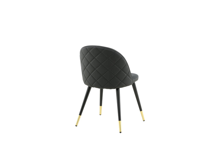 Venture Home Velvet Dining Chair 2-pack Brass W. Stiches In Back - Black / PU