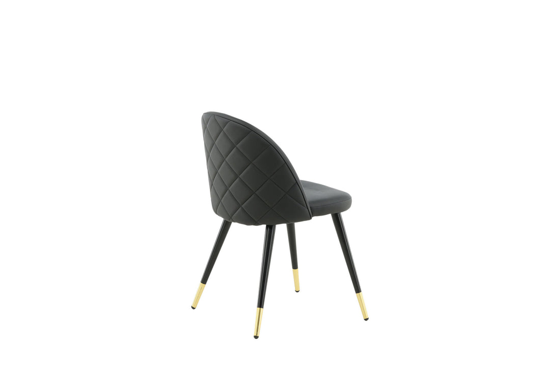 Venture Home Velvet Dining Chair 2-pack Brass W. Stiches In Back - Black / PU