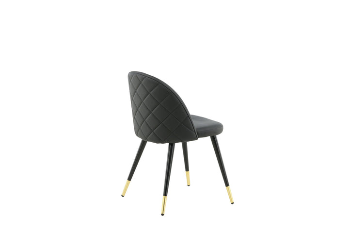 Venture Home Velvet Dining Chair 2-pack Brass W. Stiches In Back - Black / PU