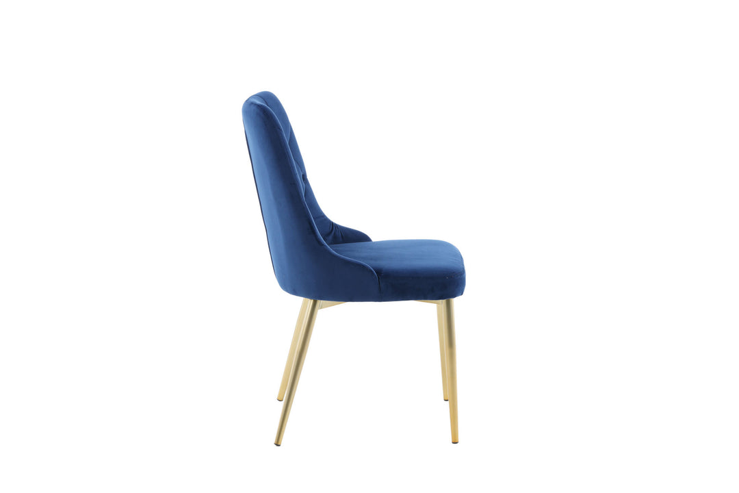 Venture Home Velvet Lyx Matstol 2-pack - Matt Mässing / Blå Sammet