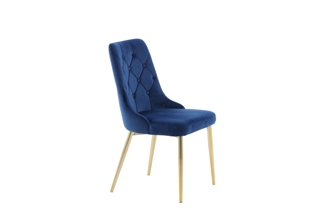 Venture Home Velvet Lyx Matstol 2-pack - Matt Mässing / Blå Sammet