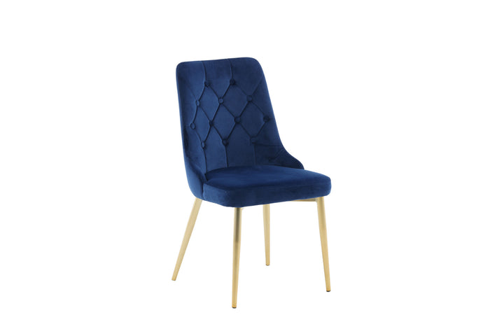Venture Home Velvet Lyx Matstol 2-pack - Matt Mässing / Blå Sammet