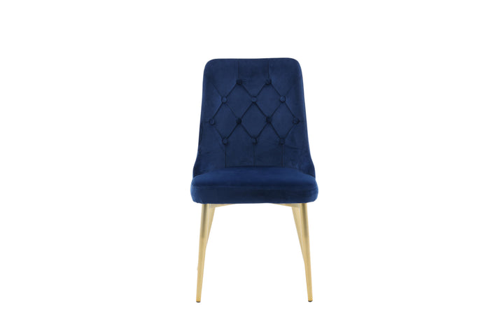 Venture Home Velvet Lyx Matstol 2-pack - Matt Mässing / Blå Sammet