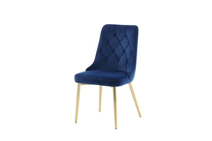 Venture Home Velvet Lyx Matstol 2-pack - Matt Mässing / Blå Sammet