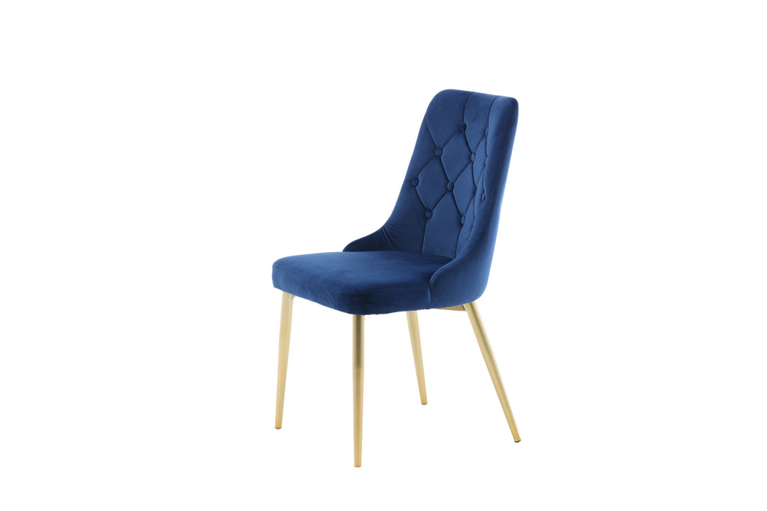 Venture Home Velvet Lyx Matstol 2-pack - Matt Mässing / Blå Sammet