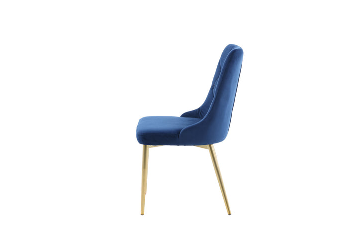 Venture Home Velvet Lyx Matstol 2-pack - Matt Mässing / Blå Sammet