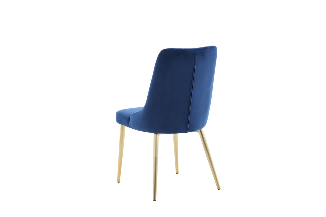 Venture Home Velvet Lyx Matstol 2-pack - Matt Mässing / Blå Sammet