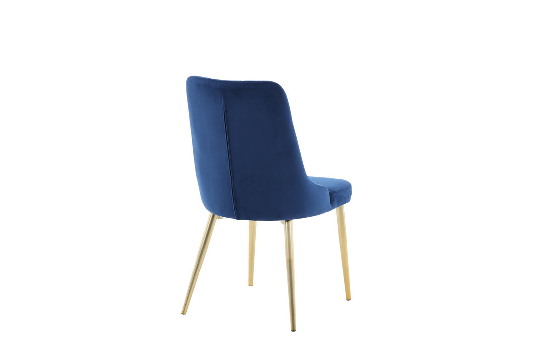 Venture Home Velvet Lyx Matstol 2-pack - Matt Mässing / Blå Sammet