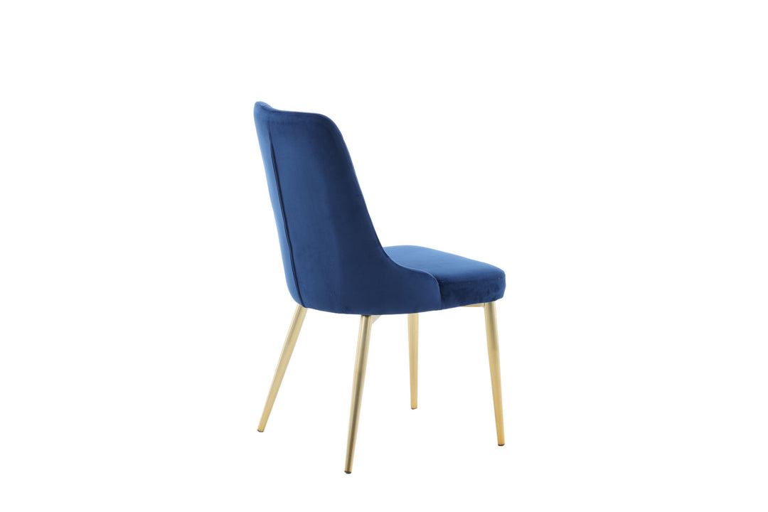 Venture Home Velvet Lyx Matstol 2-pack - Matt Mässing / Blå Sammet
