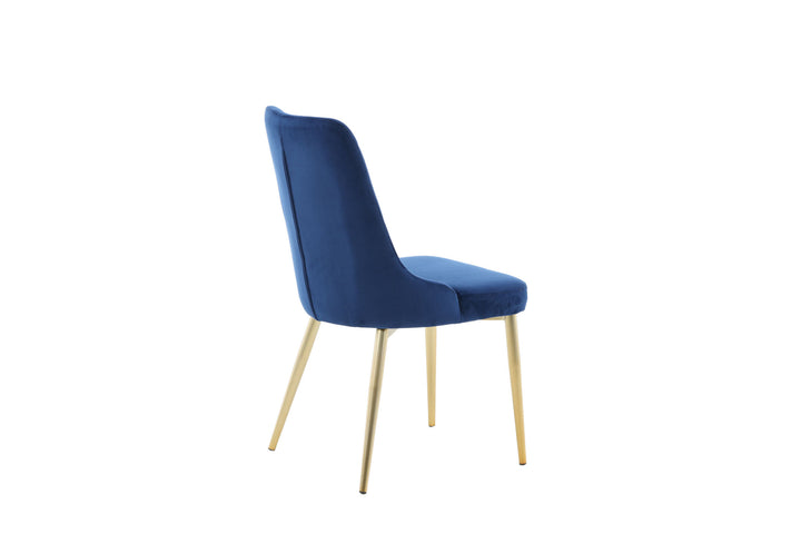 Venture Home Velvet Lyx Matstol 2-pack - Matt Mässing / Blå Sammet
