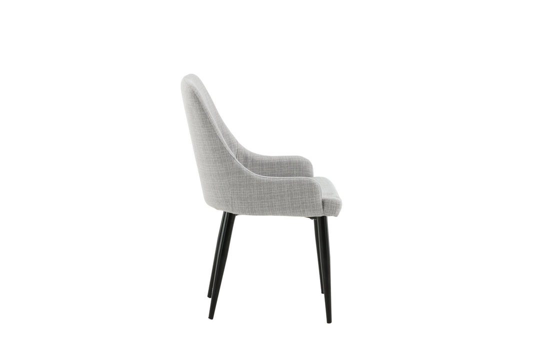 Venture Home Plaza Dining Chair 2-pack - Black legs - Light Grey Fabric