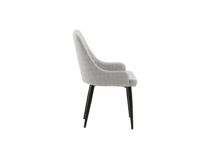 Venture Home Plaza Dining Chair 2-pack - Black legs - Light Grey Fabric