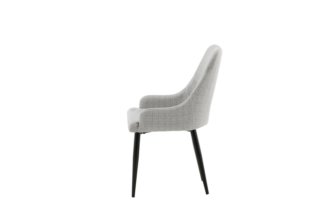Venture Home Plaza Dining Chair 2-pack - Black legs - Light Grey Fabric