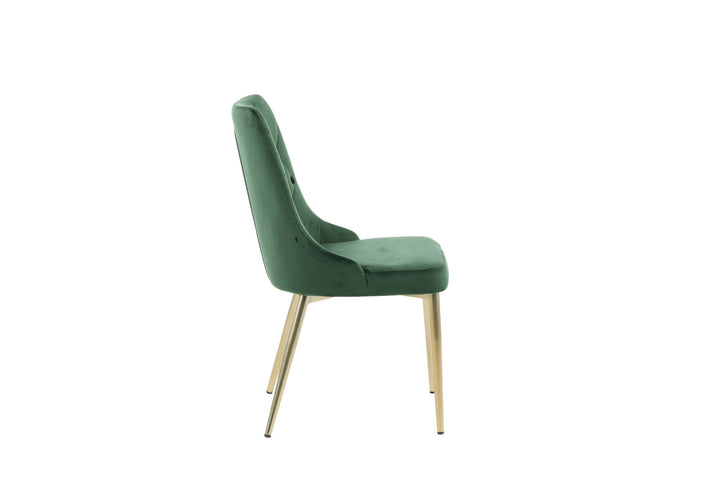 Venture Home Velvet Lyx Matstol 2-pack - Matt Mässing / Mossgrön Sammet
