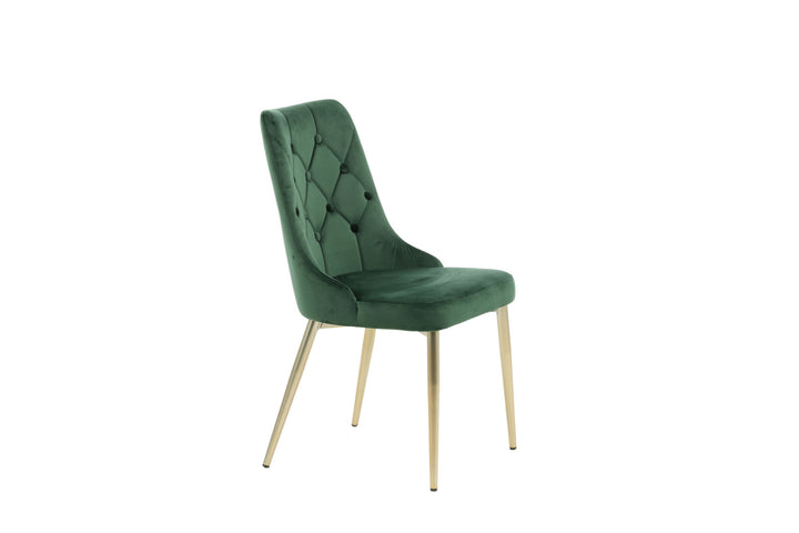Venture Home Velvet Lyx Matstol 2-pack - Matt Mässing / Mossgrön Sammet