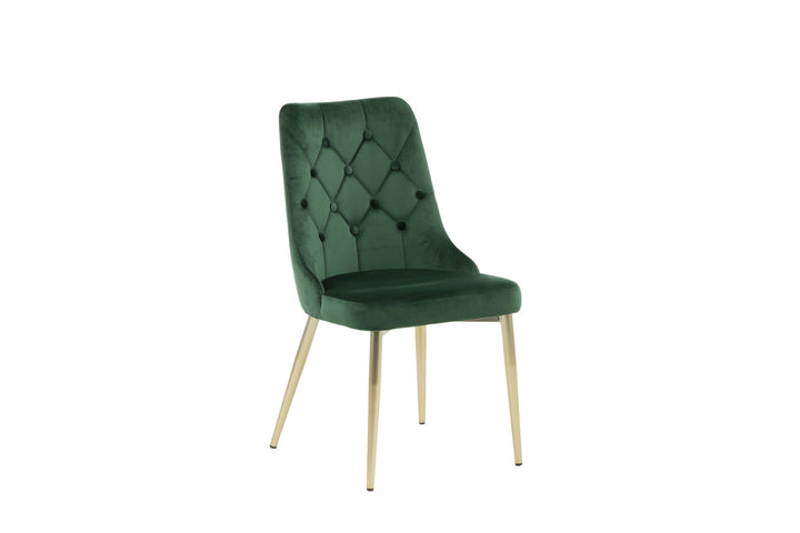 Venture Home Velvet Lyx Matstol 2-pack - Matt Mässing / Mossgrön Sammet